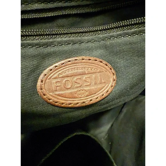 Fossil Black Leather Hobo Shoulder Bag Convertible Crossbody Brass Hardware